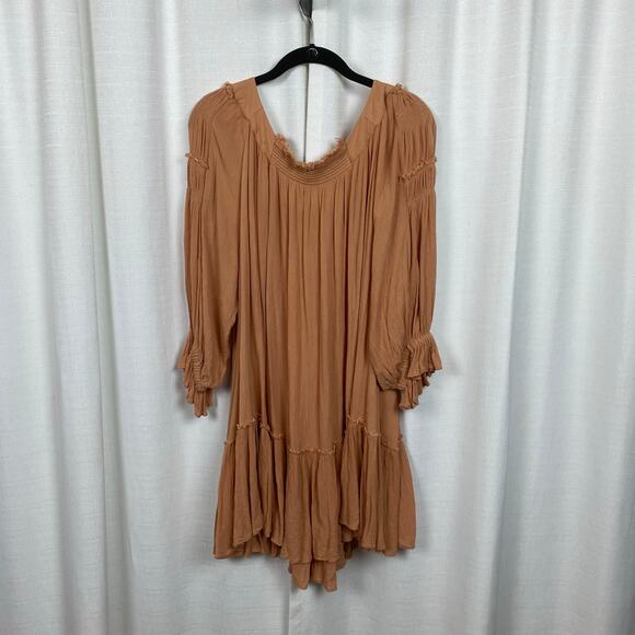 Free People Peach See Ya There Oversized Mini Dress Sz.L - Picture 13 of 16
